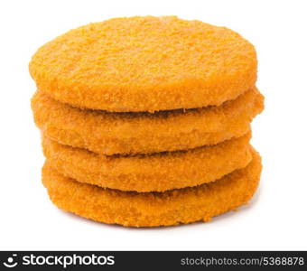 Stack of fish burgers isolated on white