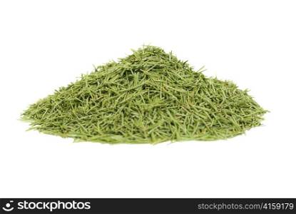 Stack of green needles isolated on white