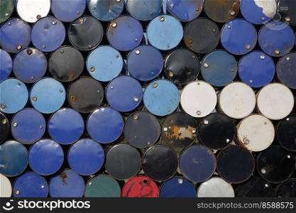 stack of grunge oil tank barrel background- image