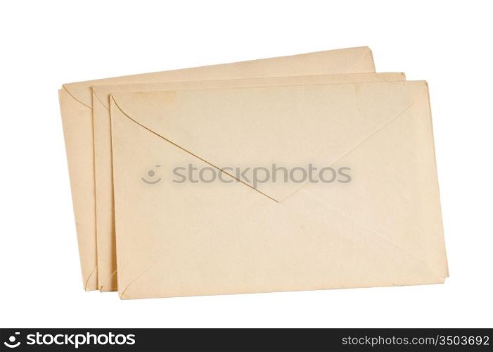 stack of mail envelopes isolated on white background