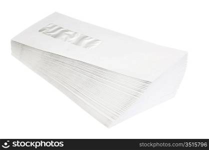 stack of mail envelopes isolated on white background