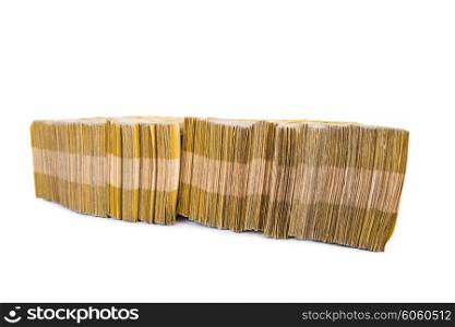 Stack of money isolated on the white