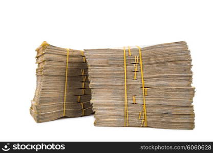 Stack of money isolated on the white