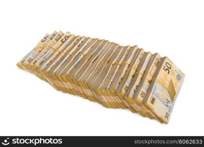 Stack of money isolated on the white