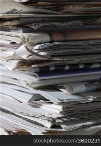 Stack of newspapers, close up