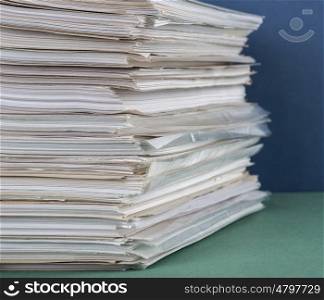 Stack of office folders on a table