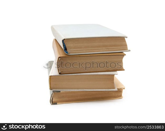 stack of Old books isolated on white