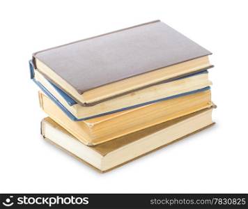 stack of Old books isolated on white