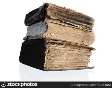 stack of old books. Isolated on white background