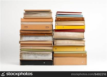 Stack of old books on a white background.. Stack of old books on a white background