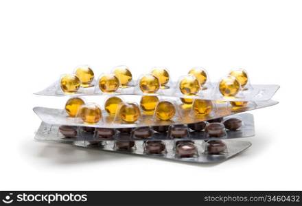 stack of packages of tablets isolated
