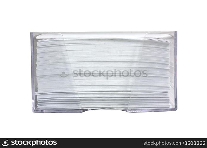 stack of paper in a box isolated on white