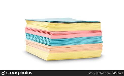 stack of paper to record isolated on white