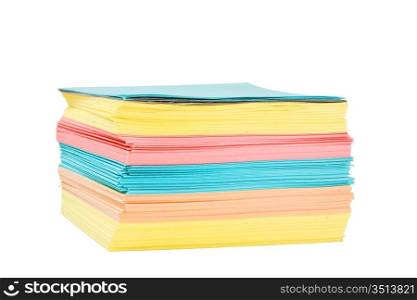 stack of paper to record isolated on white