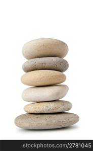 Stack of pebbles isolated on the white