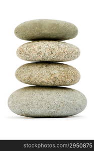 Stack of pebbles isolated on the white