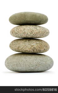 Stack of pebbles isolated on the white