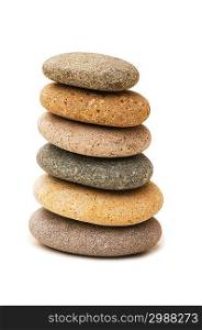 Stack of pebbles isolated on the white background