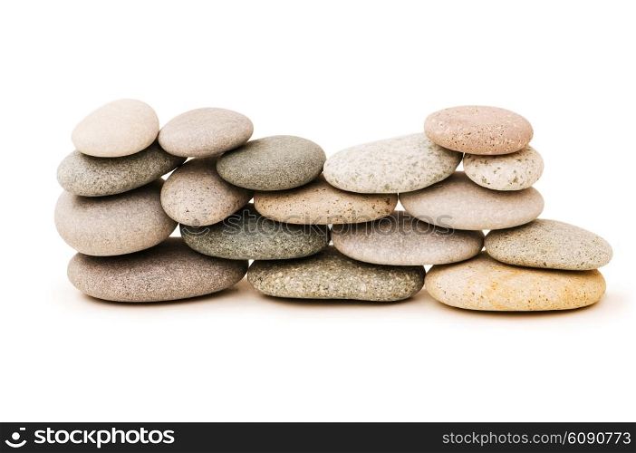 Stack of pebbles isolated on the white background