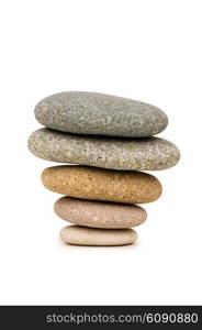 Stack of pebbles isolated on the white background