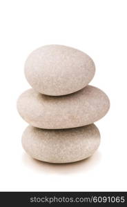 Stack of pebbles isolated on the white background