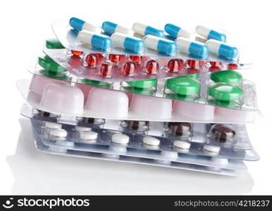 stack of pills packs isolated