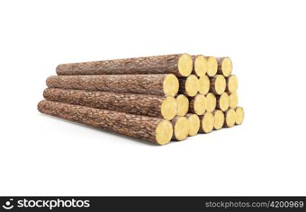 stack of pine logs, 3d render