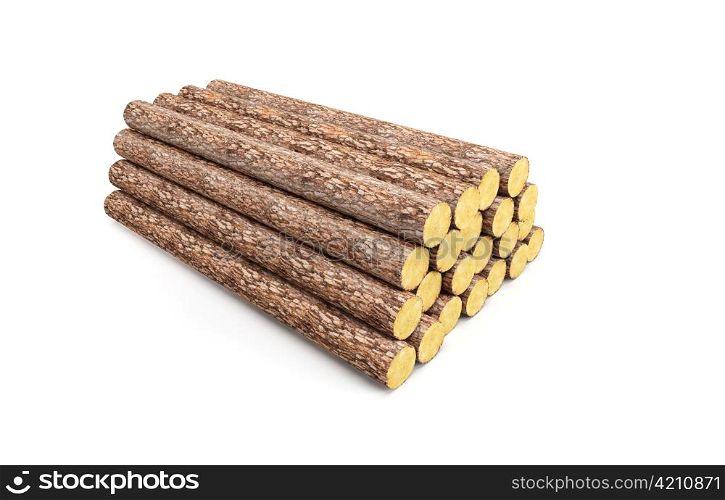 stack of pine logs, 3d render