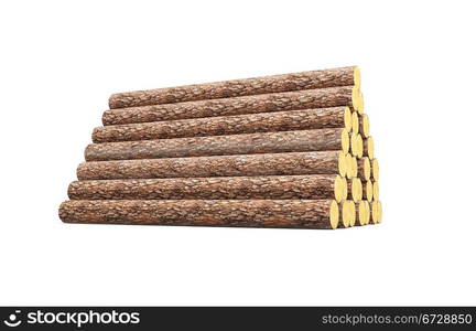 stack of pine logs, 3d render