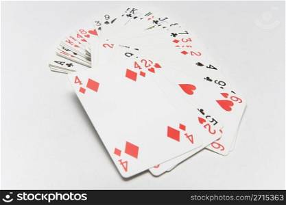 Stack of playing cards on a table