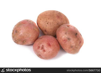 Stack of potatoes isolated on white background