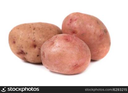 Stack of potatoes isolated on white background