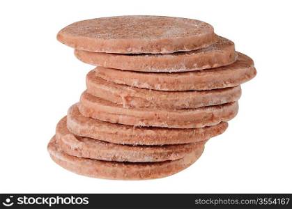 Stack of raw burgers