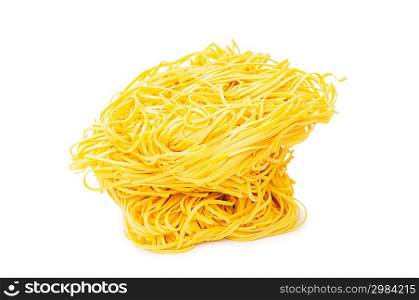 Stack of spaghetti isolated on the white