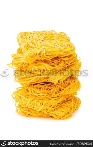 Stack of spaghetti isolated on the white