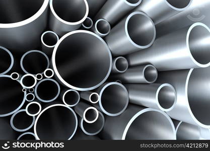 stack of steel tubing 3d rendering