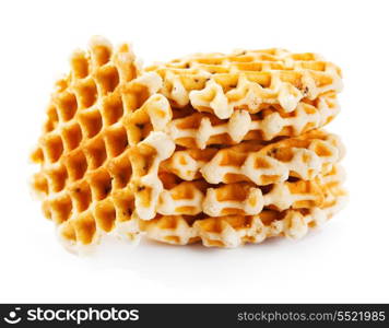 stack of waffles on white background