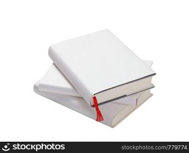 Stack of white books isolated on white background. Back to school.
