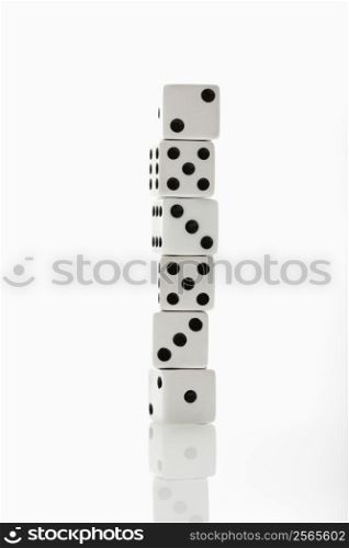 Stack of white dice.