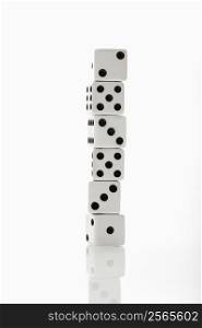 Stack of white dice.