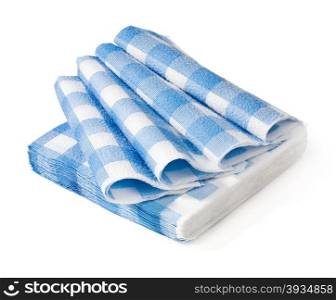 stack of white napkin in a blue cage of isolation on a white background