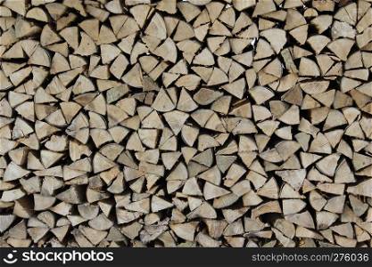 Stack of wood for winter fire