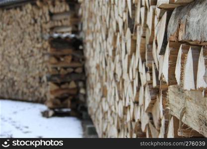 Stack of wood for winter fire