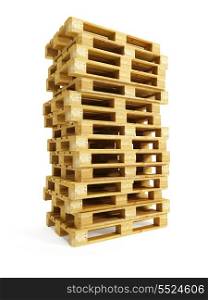stack of wooden pallets, isolated on white