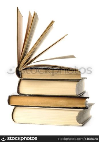 stacked books are isolated on white