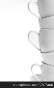 stacked empty white coffee cups, Isolated