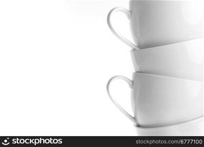 stacked empty white coffee cups, Isolated