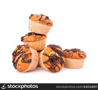 Stacked muffins isolated on white background