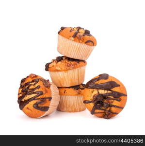 Stacked muffins isolated on white background