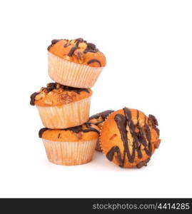 Stacked muffins isolated on white background